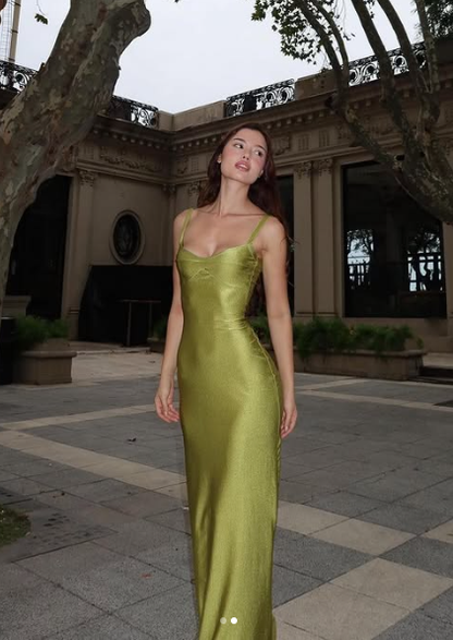 Elegant Sheath Straps Green Long Prom Dress Evening Dress  Y8018