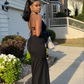 Charming Black Trumpet/Mermaid Long Prom Dress,Black Evening Dress ,Y2450