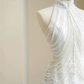 Classy White  Sequins Pearls Chain Sheath Long Prom Dress Evening Dress Y8670