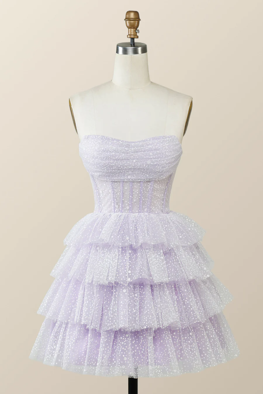 Lavender Strapless Cowl Neck Short A-line Homecoming Dress  Y2780