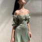 Women's Summer Puff Sleeve Off The Shoulder Homecoming Dress ,Y2505