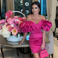 Off The Shoulder Fuchsia Homecoming Dress, Fuchsia Party Dress Y2347