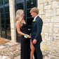Simple Black V Neck Prom Dress with Split Y2706