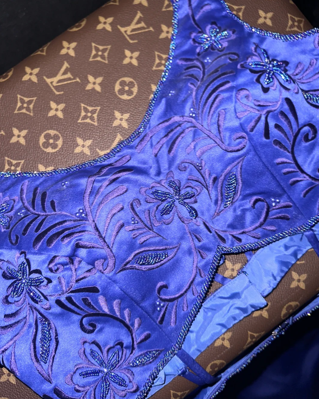 Sexy V Neck Purple Satin Beaded Mermaid Evening Dress Prom Dresses SP714