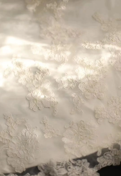 Elegant Strapless White Tulle Lace Appliques Mermaid Bridal Dress Long Wedding Dress SP1169