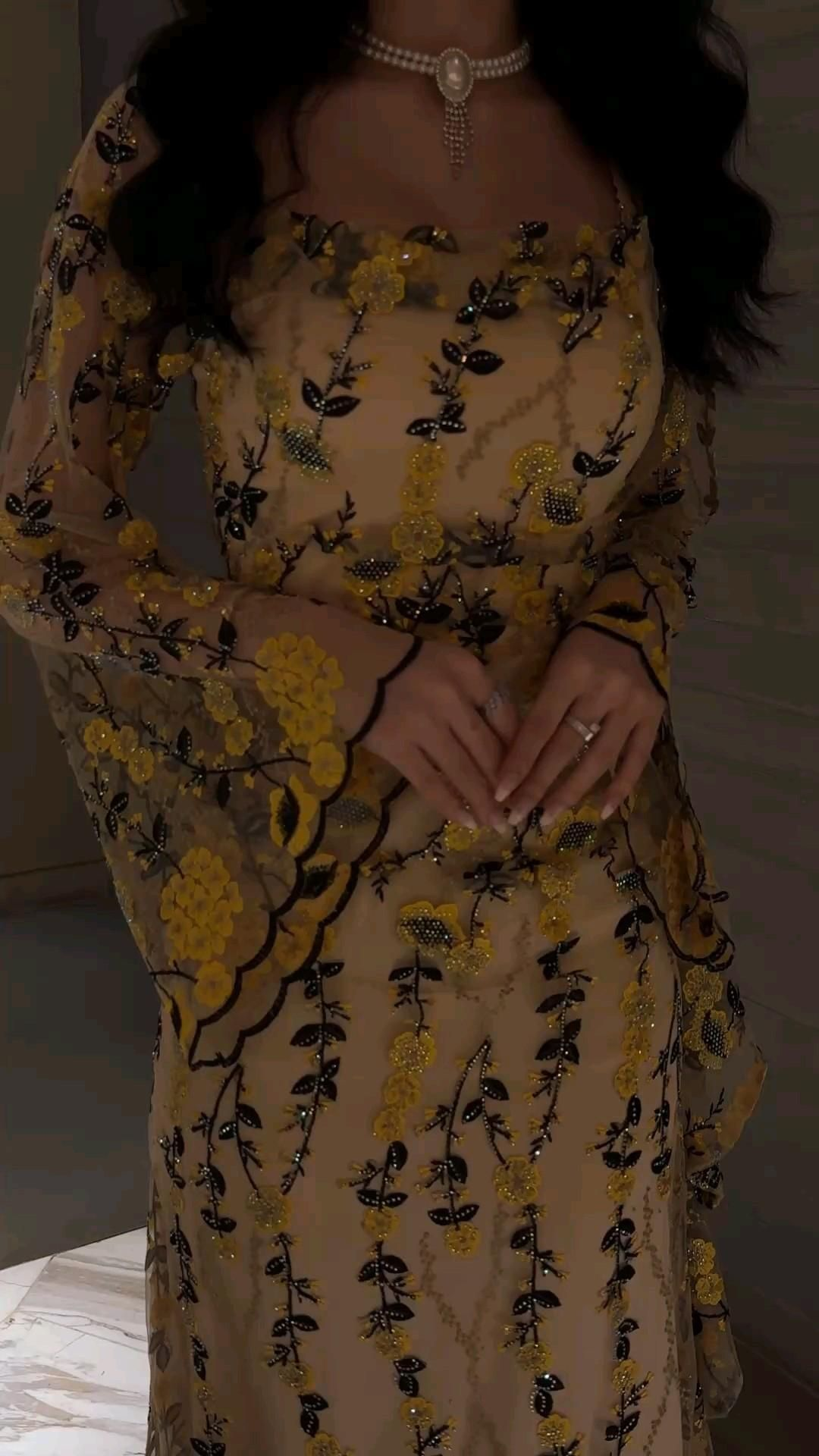 Beautiful Yellow Tulle Lace Beaded Long Prom Dress Evening Dress SP1192