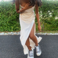 Elegant Spaghetti Straps Long Prom Dress With Split,Senior Prom Gown  Y7249