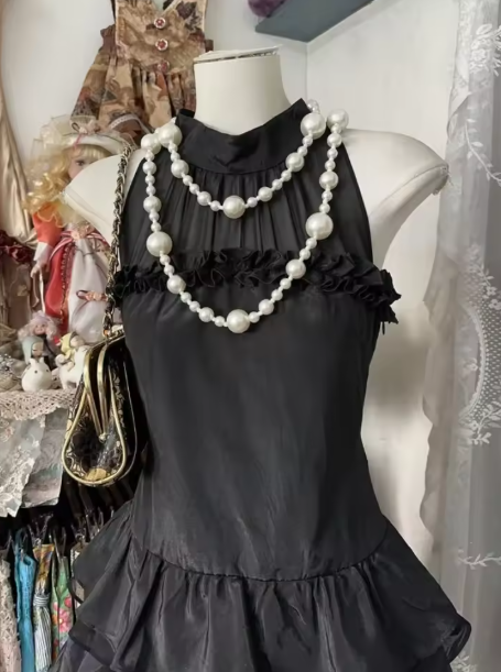 Fashion Sleeveless Black Satin Layered Short Graduation Homecoming Dress Cocktail Dress Y9912