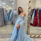 Sparkle Princess Bustier Puff Sleeve Lace Long Prom Dress Detachable Sleeves Evening Dress  Y1805