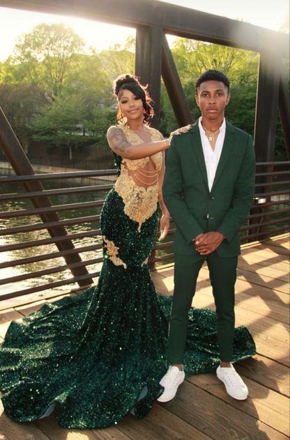 Dark gold top prom dress