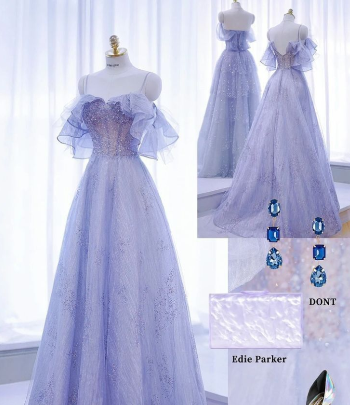 Sparkly Tulle Sequins A Line Ball Gown Fairy Prom Dress Y7793