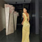 Fashion sleeveless split sequin evening dress Y4279