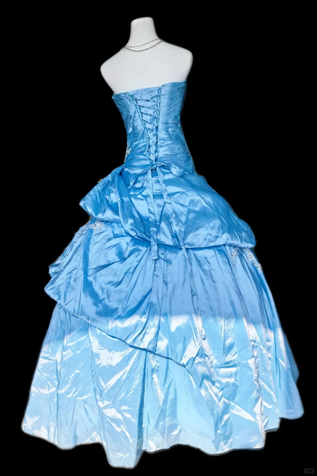 Elegant Blue Ball Gown Sweetheart Neck Satin Pleated Appliques Long Party Dress  Prom Gowns SP2323