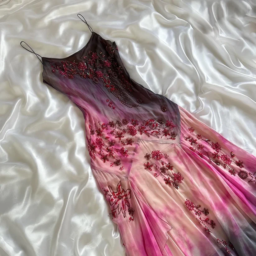 Gorgeous Spaghetti Straps Chiffon Beaded Evening Dress,Mermaid Prom Dress Y8222