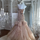 Pretty Sweetheart Neck Nude Pink Tulle Beaded Mermaid Long Party Dress Formal Wedding Guest Dress SP1459