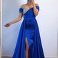 Off The Shoulder Royal Blue Evening Dress With Split,Pageant Dress Y6005