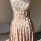 Luxury nude satin hand-beaded diamond homecoming dress Y4542