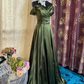 Classy Off The Shoulder Olive Green Satin Pleated Slit Long Evening Dress Formal Wedding Guest  Dress SP1889