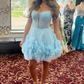 Blue Tulle A-line Short Ruffles Homecoming Dress Y2770