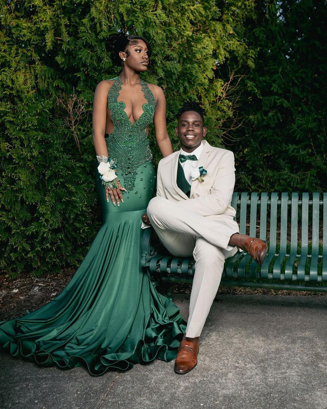 dark green simple prom dress Strapless Dark Green Satin Split Simple Prom Dress