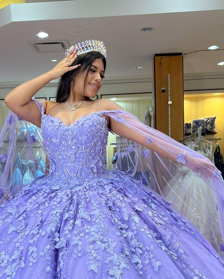 Lavender Quinceanera Dresses Off The Shoulder 3D Floral Sweet 16 Party Ball  Gown | eBay