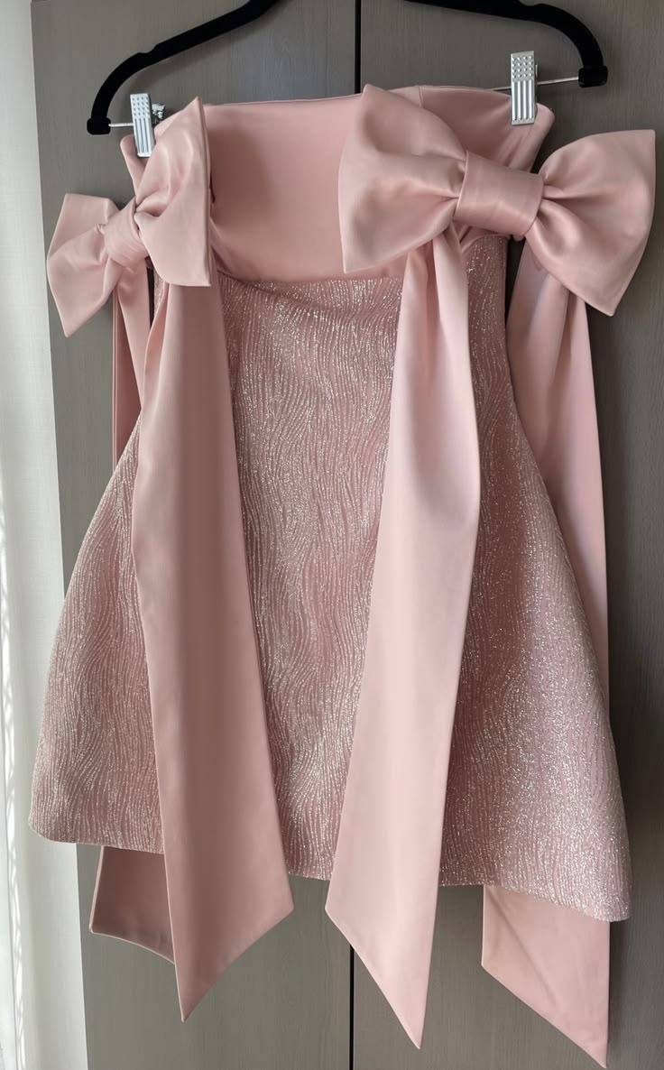 Cute Pink Satin Short 6th Grade Homecoming Dress,Bow Strapless Mini Prom Dress SP3275