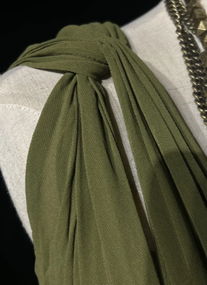 Vintage Olive Green Olive Green V Neck Chiffon Pleated Long Evening Dress Birthday Dress SP1958