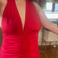 Sexy Halter Backless Brown A Line Slit Prom Dress ,Deep V Evening Dress Y8481