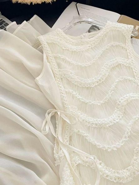 Classy Sleeveless Off White Chiffon Mermaid Long Party Dress Prom Gown SP1998