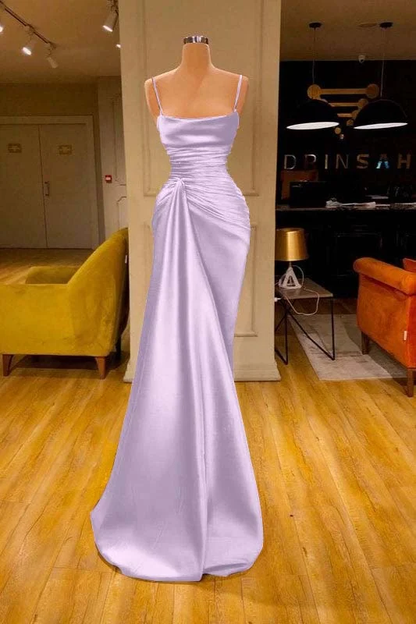 Charming Burgundy Spaghetti Straps Pleated Mermaid Prom Dress Long Evening Dress Y8052