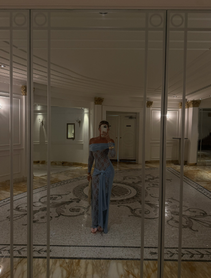 Charming Off The Shoulder Blue Lace Satin Mermaid Long Party Dress Birthday Prom Gown SP1343