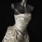 Elegant Strapless Satin Pleated Mermaid White Long Wedding Dress Bridal Dress SP523