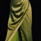 Classy Olive Green Satin Off The Shoulder Slit Prom Dress,Slit Mermaid Evening Dress Y8650