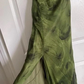 Vintage Spaghetti Straps Green Chiffon Beaded Mermaid Slit Long Prom Dress Birthday Evening Gown SP1811