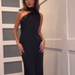 Elegant Black Backless Long Prom Dress,Black Evening Dress  Y7426