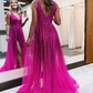 Plunging V-Neck High Split Sequins Sparkly Prom Dress Formal Evening Dress Y1905
