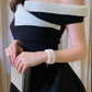 New A-Line Black Arabia Dubai Evening Dresses Off Shoulder Prom Party Gowns Slit Side Elegant Formal Occasion Dress  Y4689