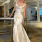 Classy White Mermaid Prom Evening Dress With Flowers,Formal Wedding Dress Y8227