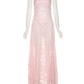 Women's Elegant Floral Printed Mesh Maxi Dress Sexy See-through Pink Prom Dress Y2834