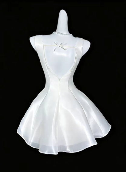 Charming White Organza A Line Short Homecoming Dress Mini Prom Dress SP3503