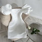 Vintage White Square Neckline Homecoming Dress,Birthday Outfit Dress  Y4058