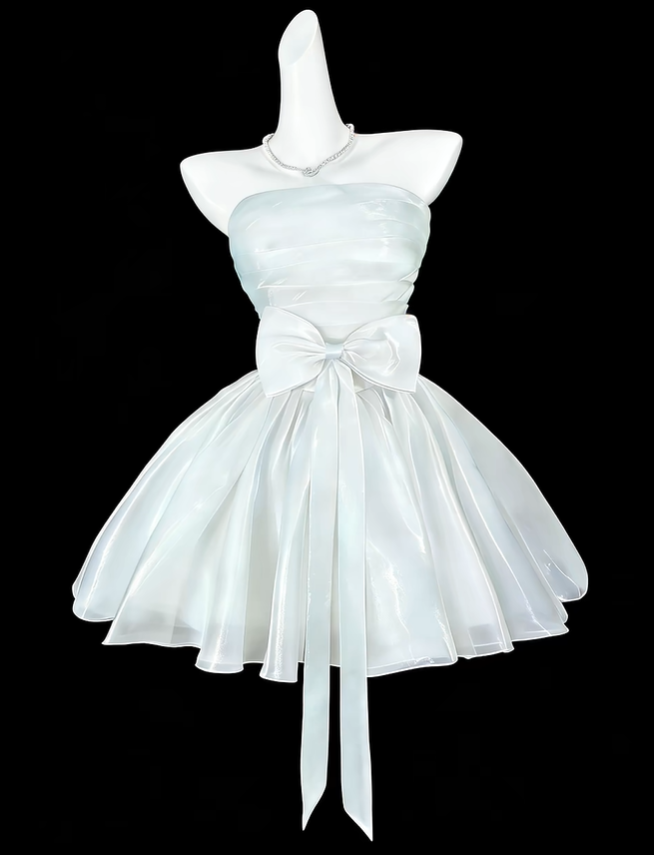 Elegant Mint Green Strapless Tulle Pleated A Line Short Homecoming Dress Birthday Dress SP3545
