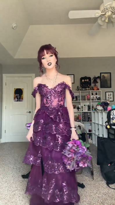 Charming Purple Tulle Sequin Appliques Layered Long Party Dress Off The Shoulder Prom Gowns SP4257