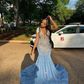 Blue prom dress,sexy shimmering blue evening gown Y6557