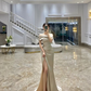 Classy Off The Shoulder Sheath Evening Dress With High Split  Y7141