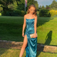 Elegant Strapless Satin Prom Dress With Split,Party Gown   Y5356