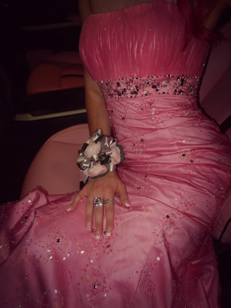 Glamorous Pink Tulle Sequin Beaded Long Party Dress Birthday Dress SP2452