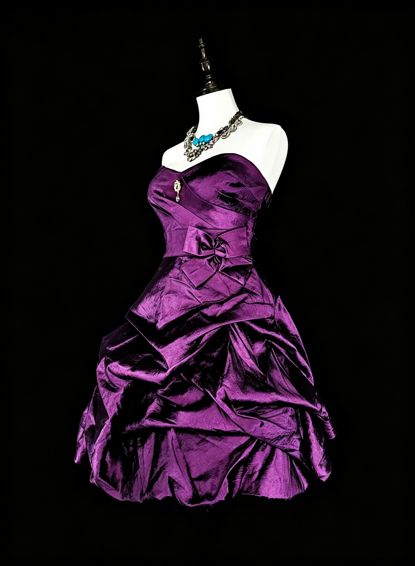 Elegant Purple Satin Pleated A Line Short Graduation Homecoming Dress,Sweetheart Neck Mini Birthday Dress SP3399