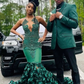 Luxurious Green Mermaid Evening Dress 3D Flowers,Pageant Dress Y6356