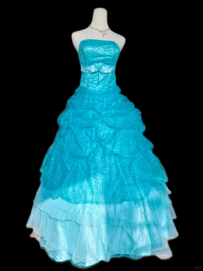 Pretty Strapless Tulle Sequin Ball Gown Long Birthday Prom Dress Party Dress SP2322